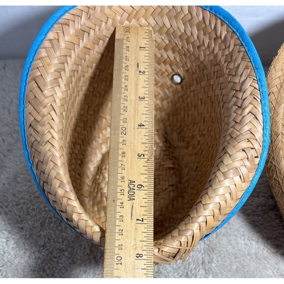 Woven Straw Fedora Hats With Decorative Bands & Accents Set Of 2 - Picture 9 of 11